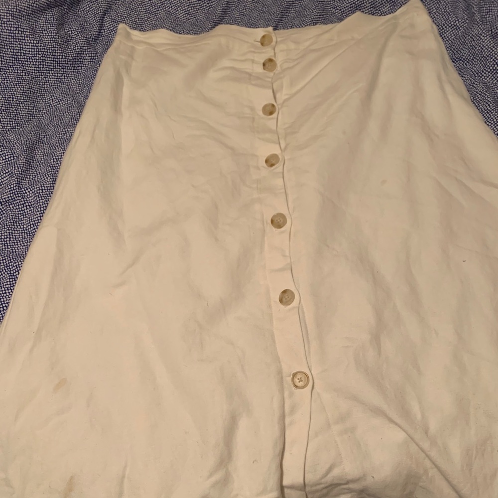 Loft button down white midi skirt